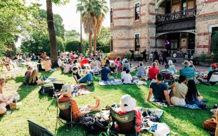 Carclew with visitors on the lawn